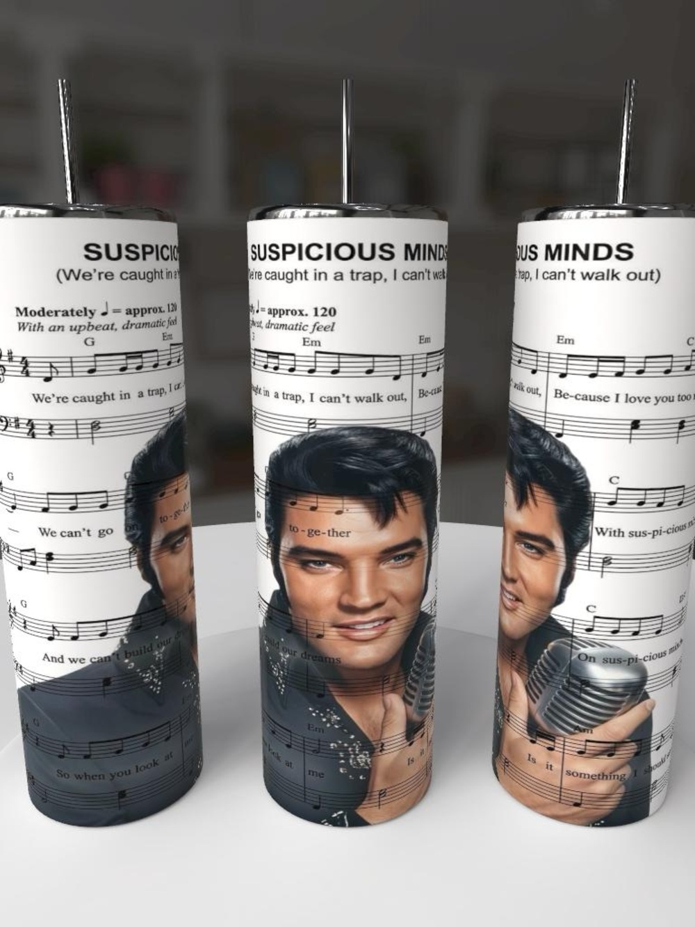 Music Sheet Suspicious Minds Graphic Stainless Tumbler -